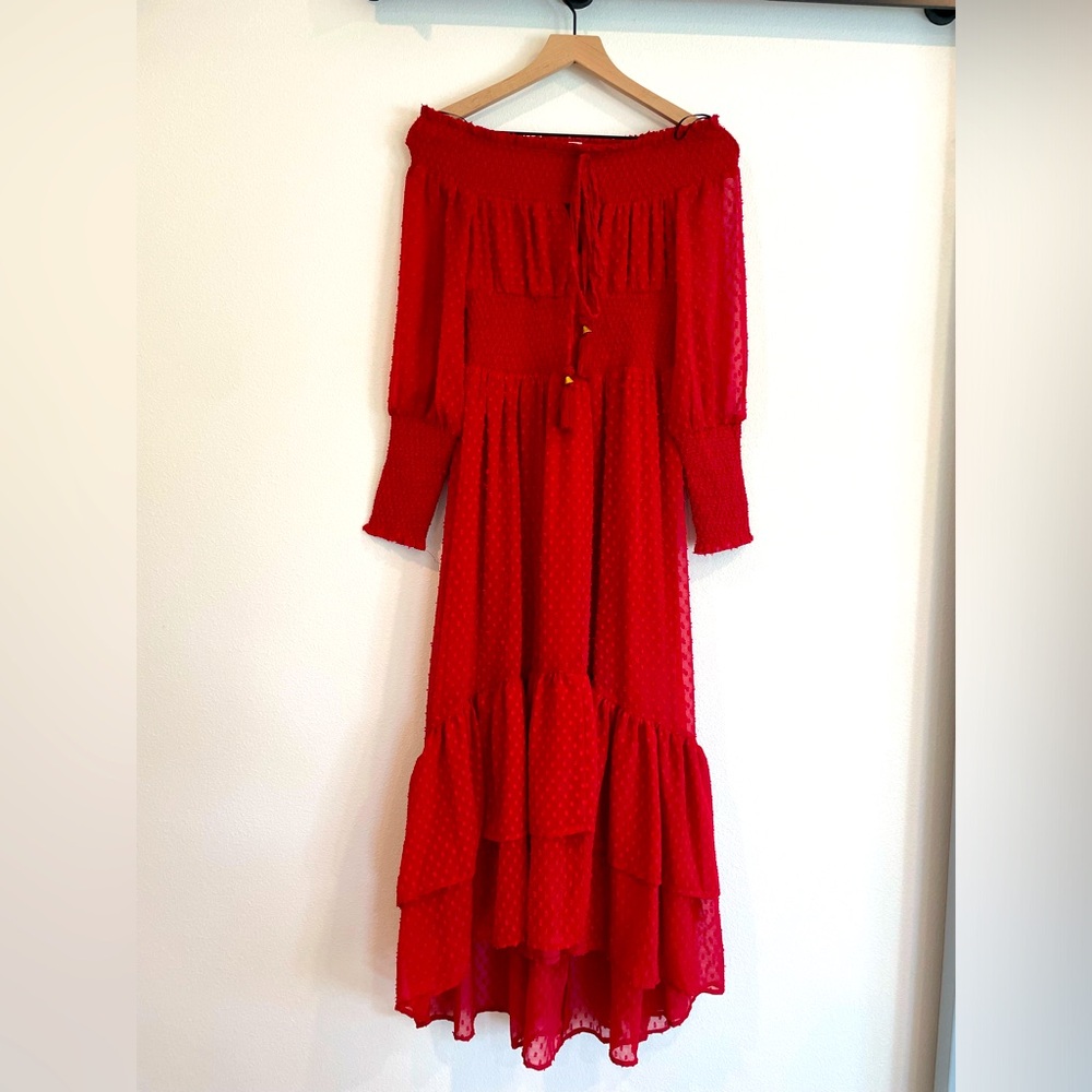 Chelsea &Violet red asymmetry off shoulder dress in size XS